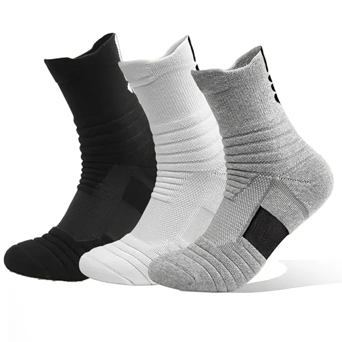 3Pairs Sports Socks for Men, Anti-slip Basketball Socks